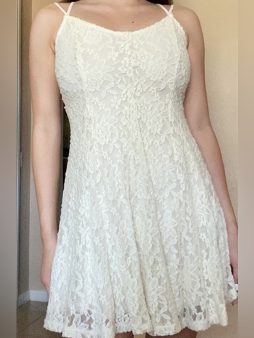 American Eagle Outfitters Cream Lace Dress